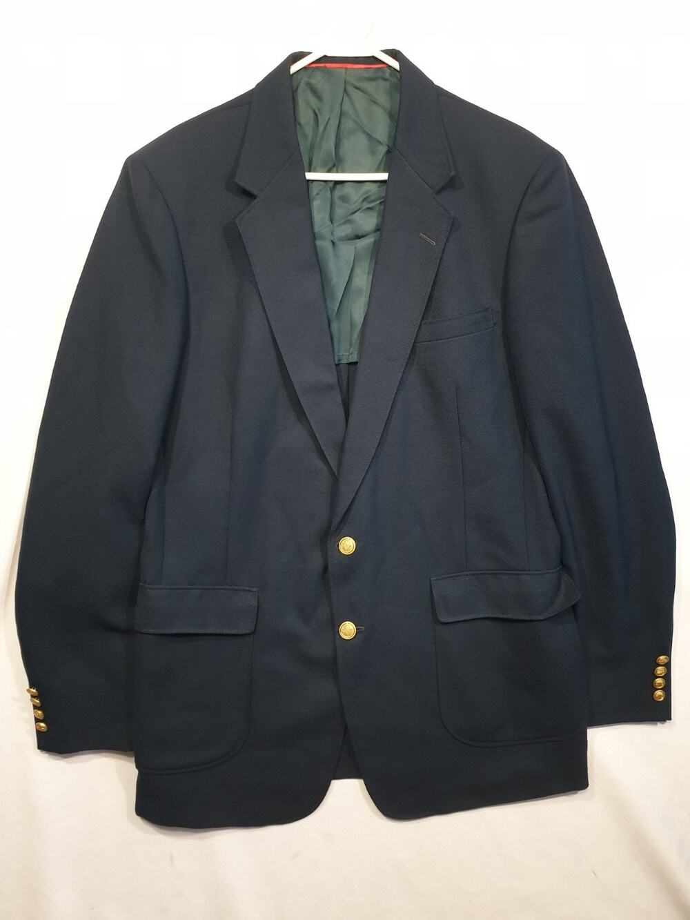 Vintage Arnold Palmer Navy Blue Blazer Mens 42XL Gold Crest Buttons Hopsack Coat
